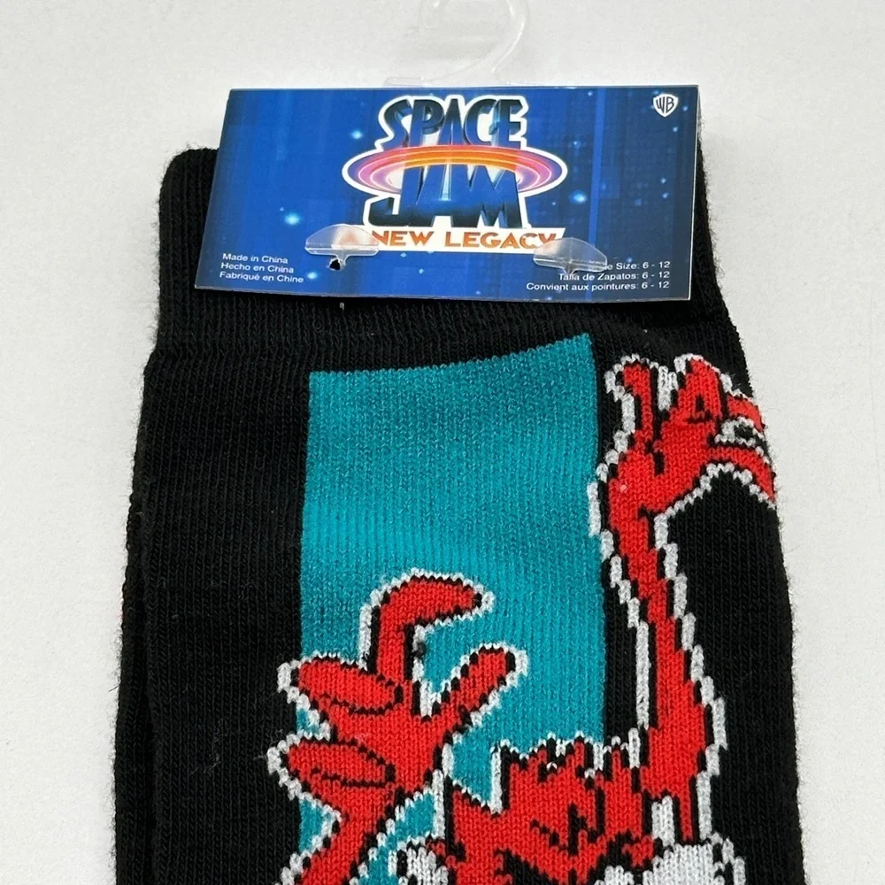 mens Novelty Socks space jam tazmanian devil Size 6-12 Warner Brothers 1‎ Pair
